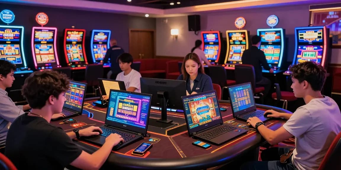 Dynamic online gaming atmosphere at https://open88.games/ with players enjoying various casino games seamlessly on devices.