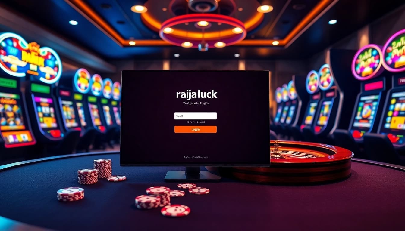 Exciting raja luck login interface displayed with vibrant casino elements for a captivating experience.