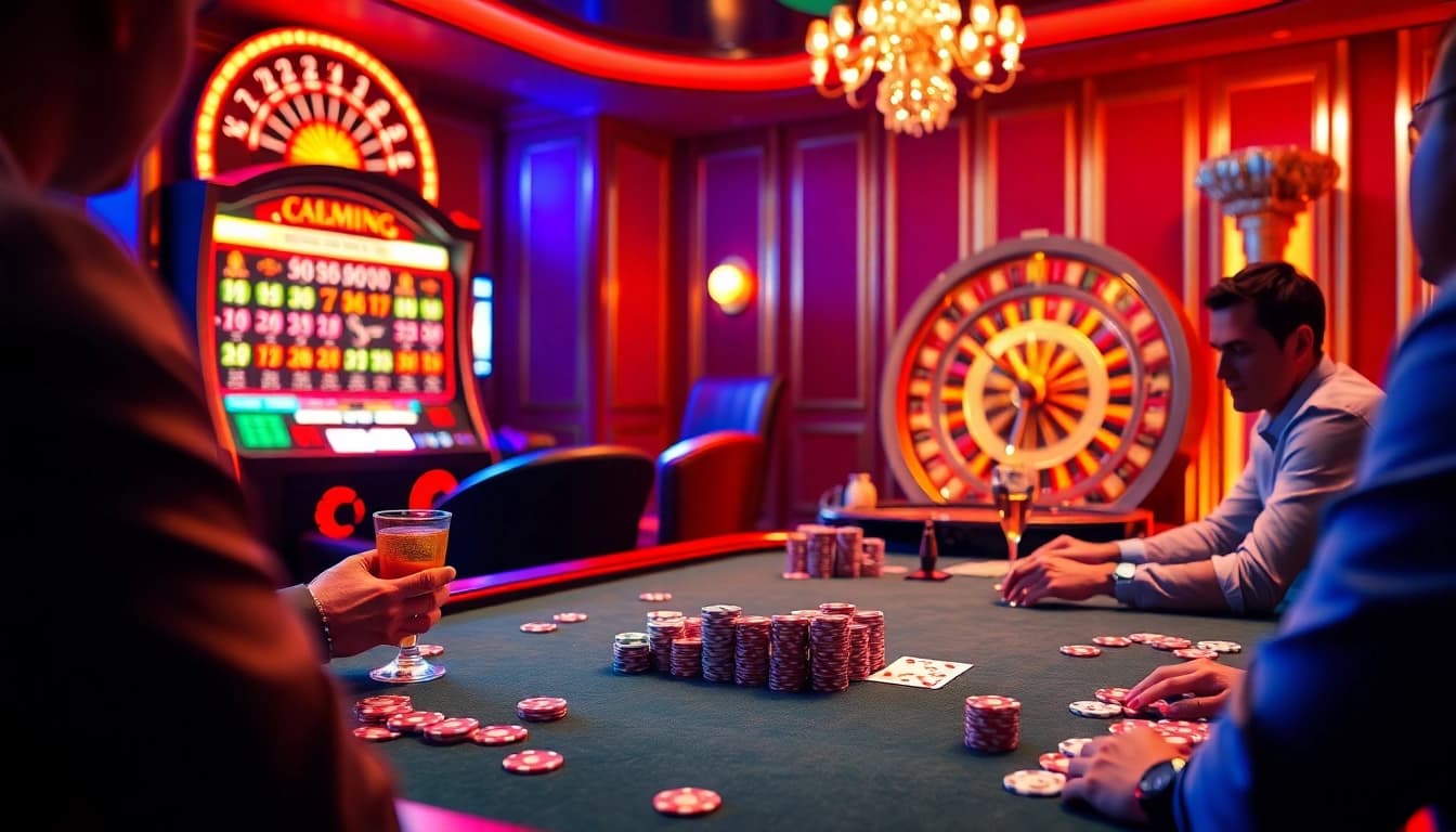 Experience excitement at the 68 game bài casino table with vibrant poker chips and players in action.