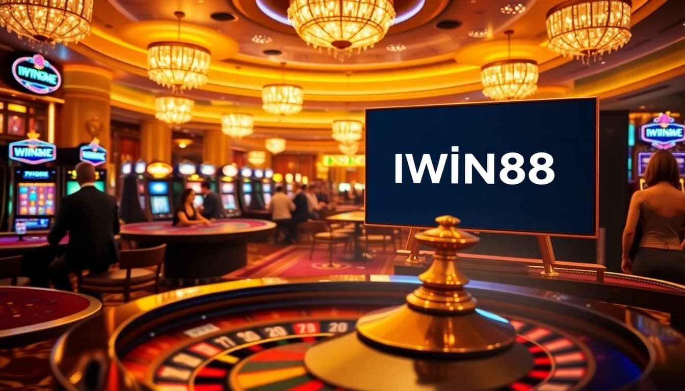 Experience thrilling gameplay at IWIN68.wtf with vibrant casino visuals featuring roulette and slot machines.