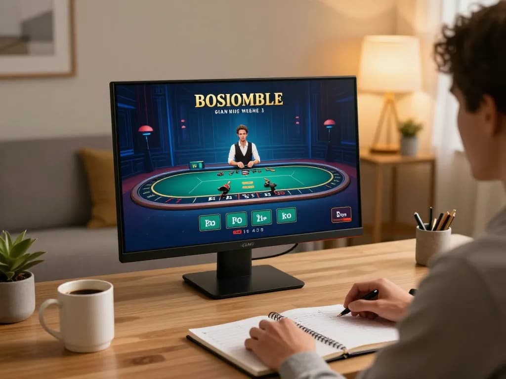 sc88vn player engaging in live dealer gaming at home, showcasing strategic gameplay and comfort