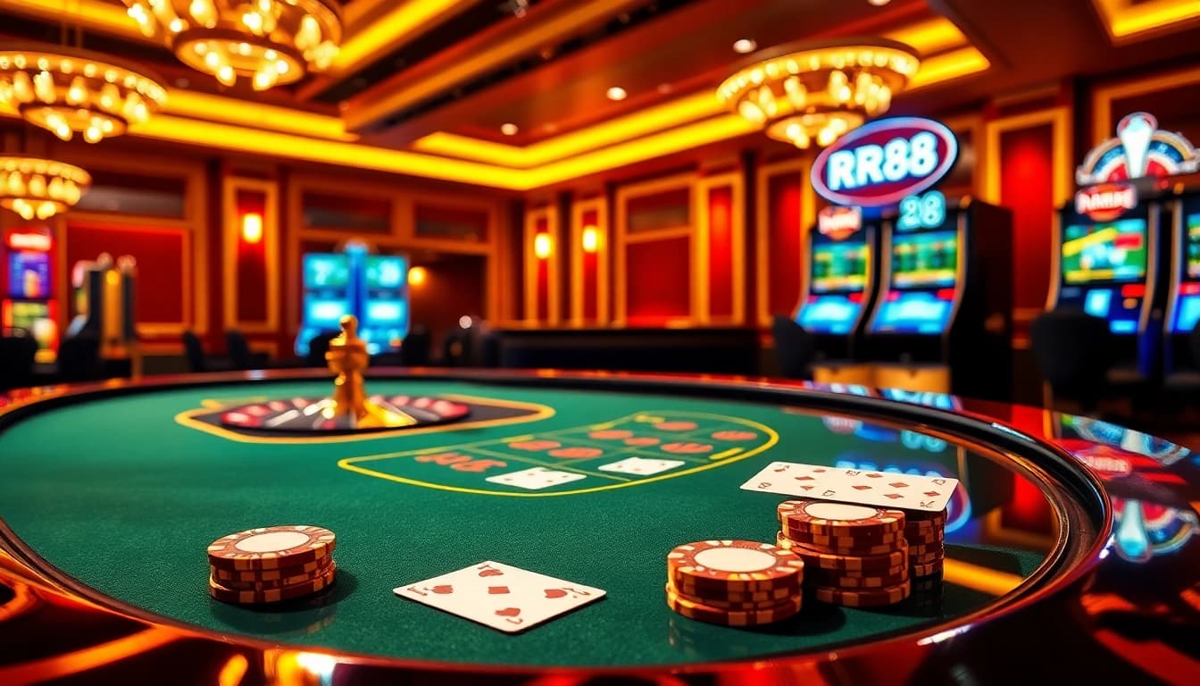 RR88 casino chip and table showing excitement and luxury in gambling experience.