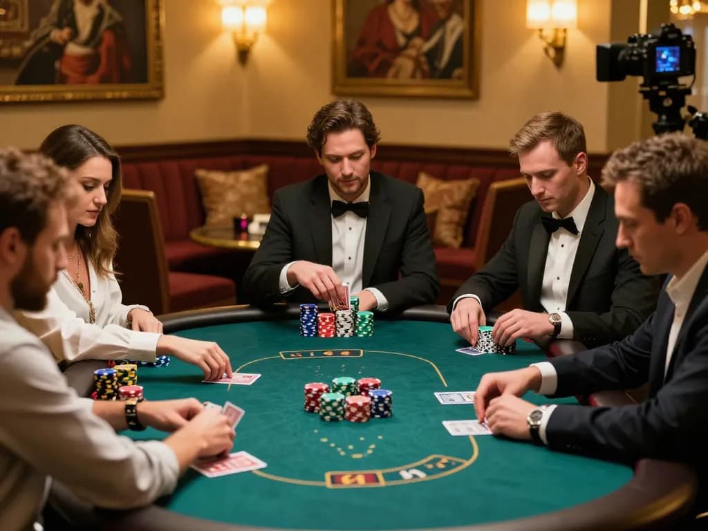 Players at casino poker table strategizing their next move, showcasing a thrilling 5679 game atmosphere.