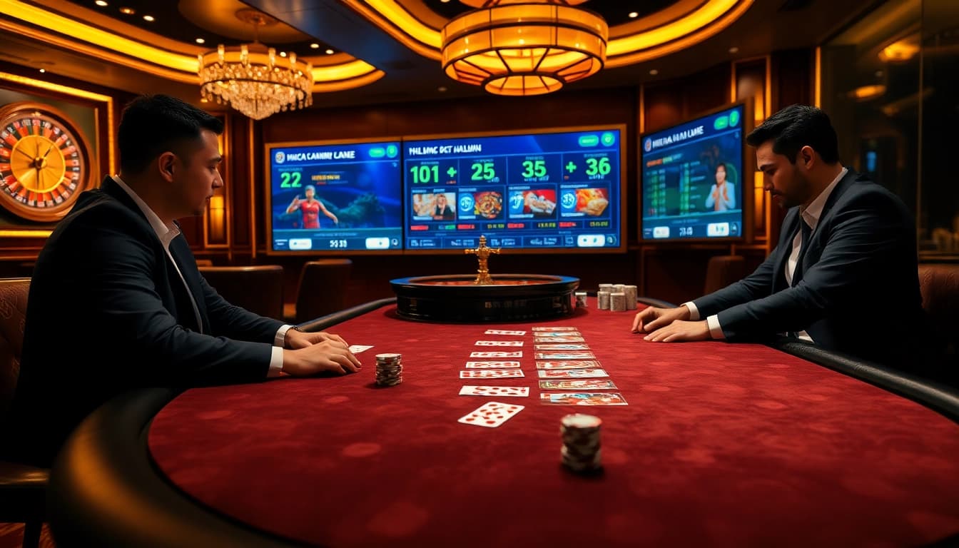 Engage with thrilling gameplay at Nhà Cái NEW88, highlighted by professional poker matches and dynamic betting environments.