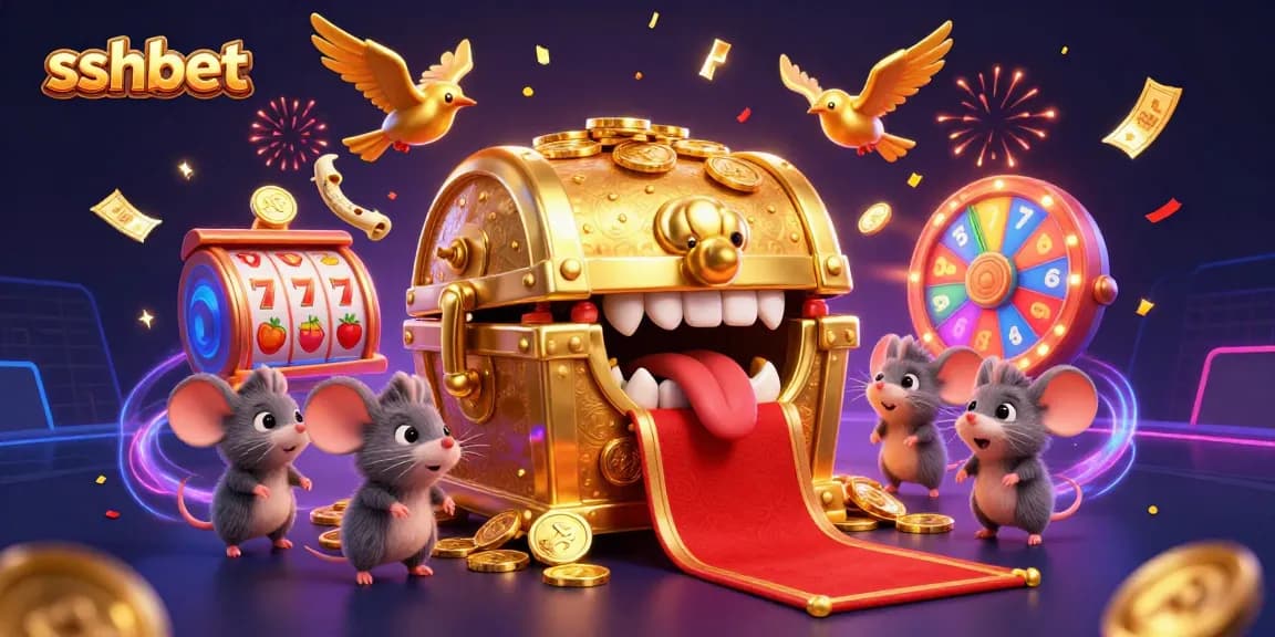 Experience the thrill of winning with sshbet’s vibrant 3D treasure chest and exciting casino elements.