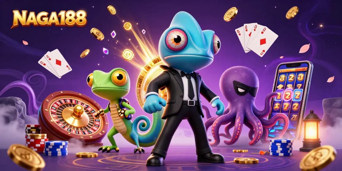 NAGA188 menghidupkan suasana kasino dengan karakter kartun 3D yang menarik dan elemen permainan yang mengesankan