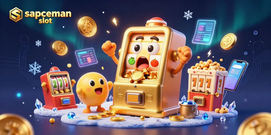 Experience the thrill of sapceman slot as a golden slot machine celebrates a jackpot with cheering companions.