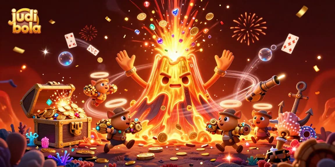 Experience judi bola action with an erupting volcano showering coins, gems, and treasures!