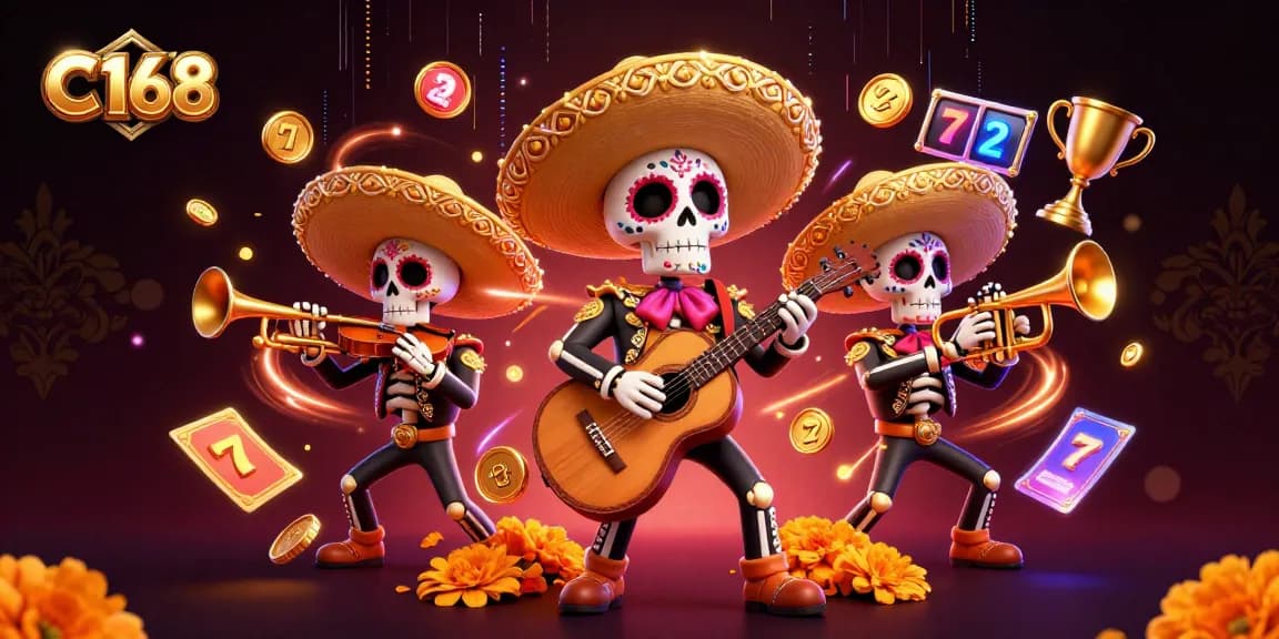 Experience the excitement of C 168 with vibrant casino-themed elements and mariachi characters.