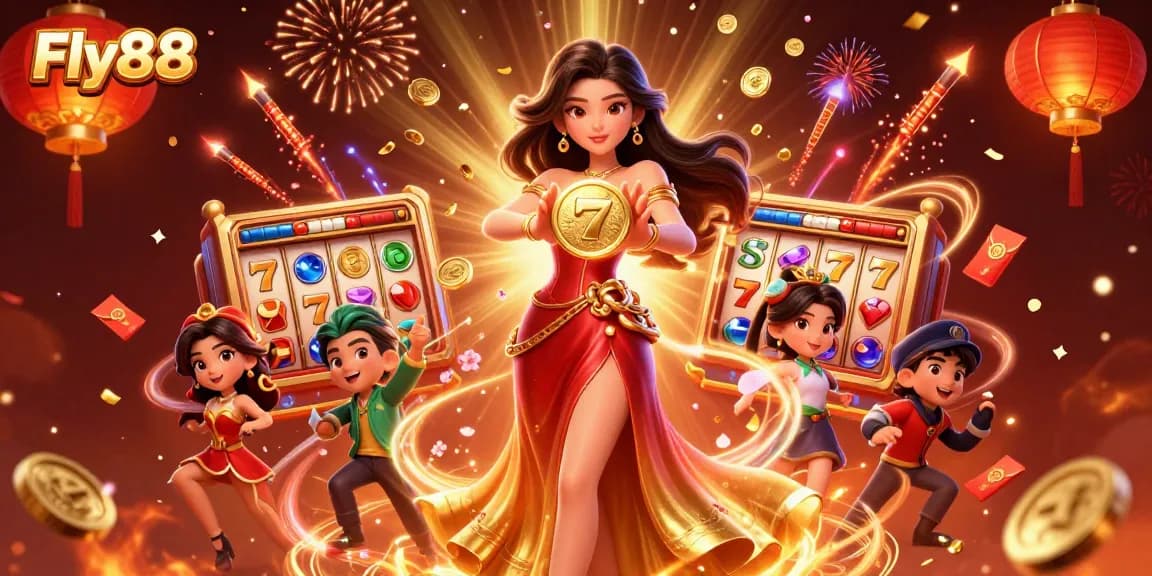 Win big with Fly88 in this vibrant 3D casino-themed illustration featuring stunning visuals and immersive elements.