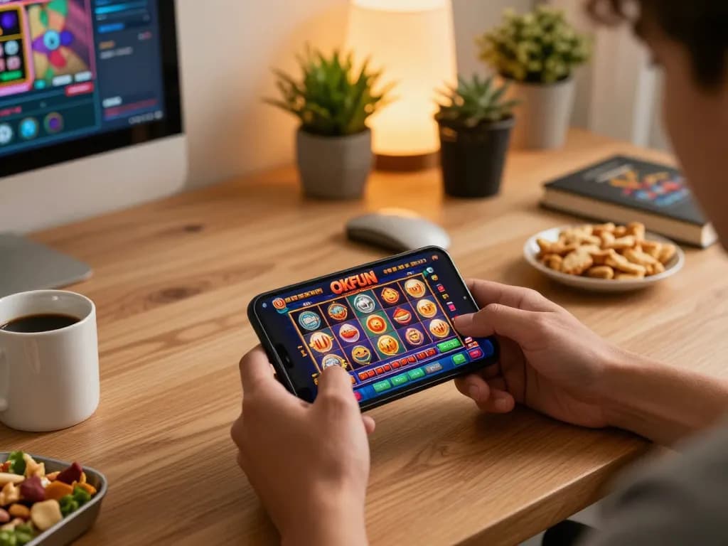 Play exciting games on the OKFUN app with engaging slots in a cozy gaming space.