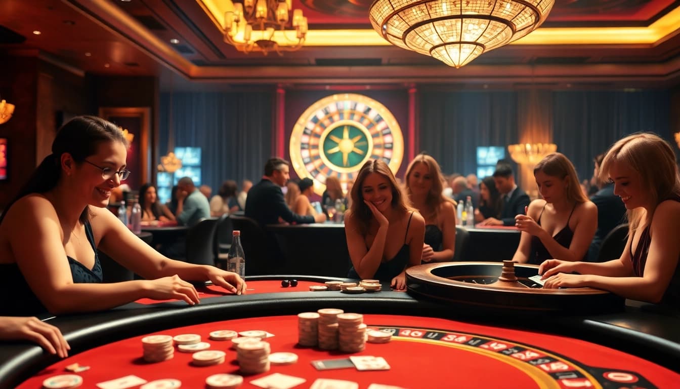 Players enjoying an engaging sex game scenario at an upscale casino table, highlighting immersive adult entertainment.
