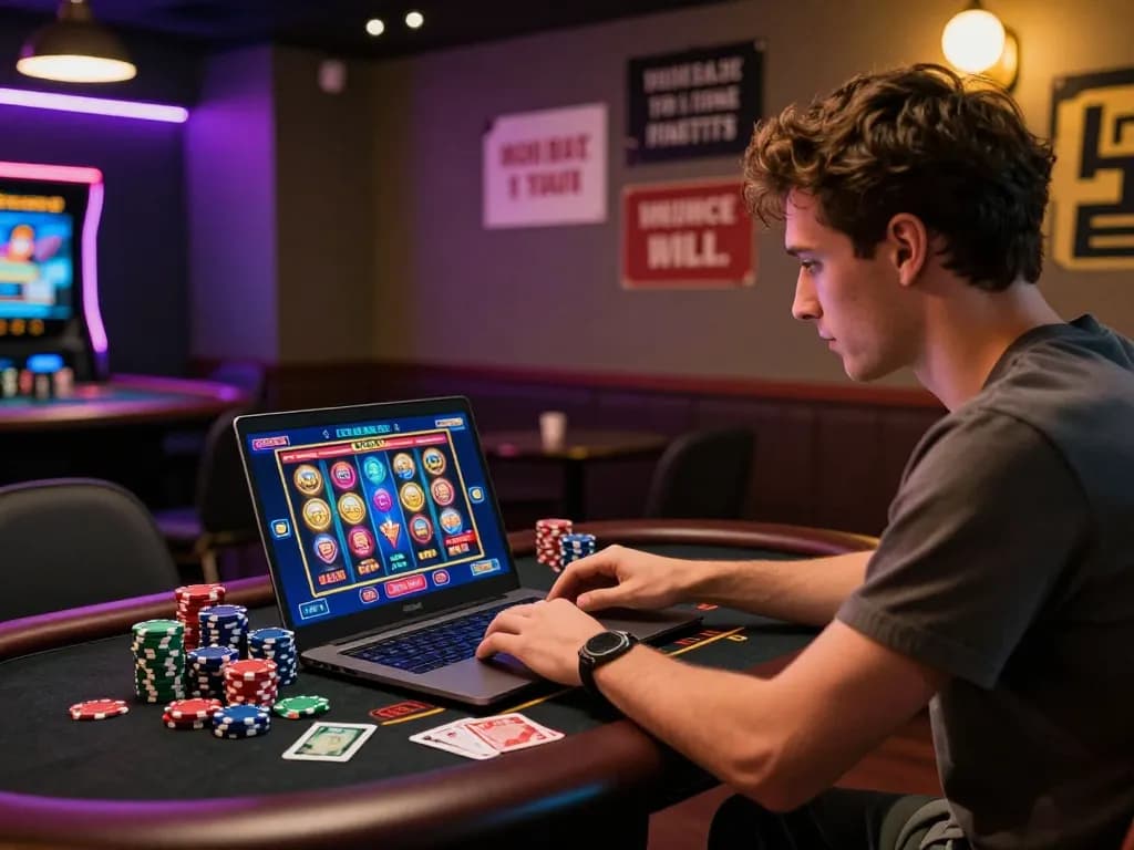 Engaged player experiencing the excitement of 79king online gambling at home.