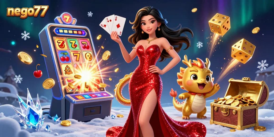 Experience thrilling wins at nego77 with a dazzling casino scene full of excitement and vibrant gaming action!