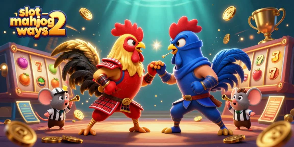 Experience the excitement of slot mahjong ways 2 with dynamic illustrations of roosters, coins, and more!