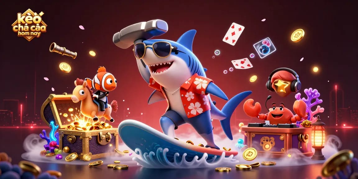Engage with kèo nhà cái hôm nay through vibrant casino elements in a 3D underwater scene.