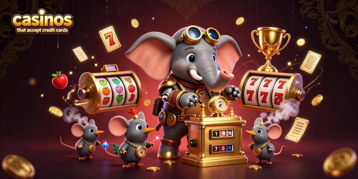 Experience fun and excitement at casinos that accept credit cards with this vibrant 3D illustration.