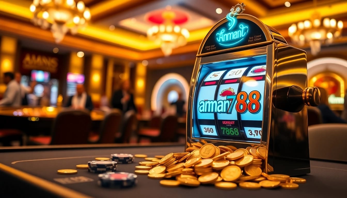 Putar mesin slot online aman788 di antara pemain ceria di kasino mewah.