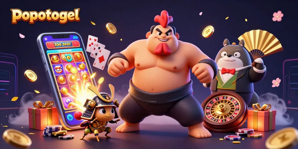 Experience dynamic gameplay with popotogel featuring lively characters, slot games, and vibrant casino elements