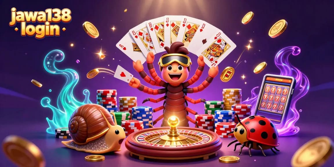 Jawa138 login: Dealer kartun memimpin permainan kasino dengan tumpukan chip dan kartu yang mengesankan.