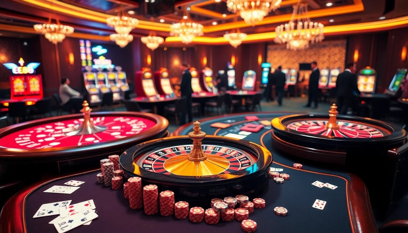 Experience thrilling gameplay at EE88 casino with vibrant poker chips and roulette excitement.