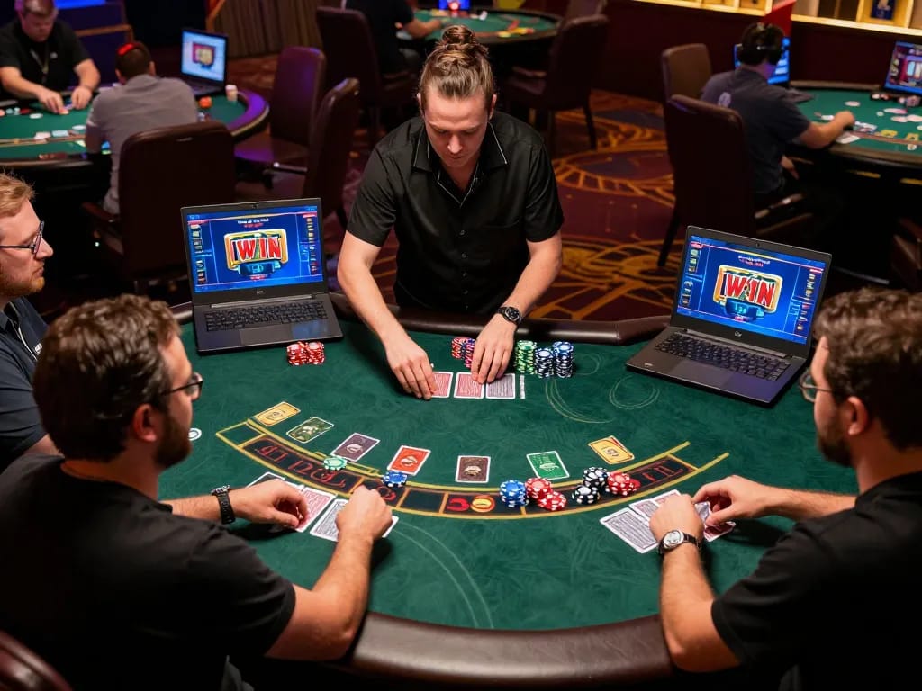 Iwin players engage in live dealer blackjack, showcasing immersive online gaming action.
