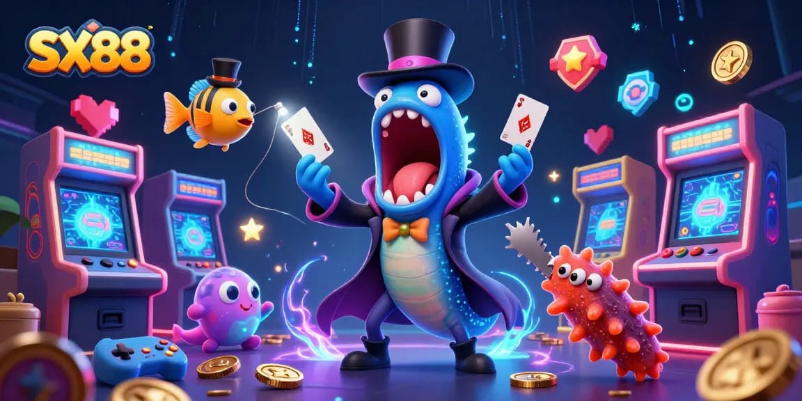 SX88 players enjoying unique casino gaming experiences with engaging characters in a vibrant atmosphere.