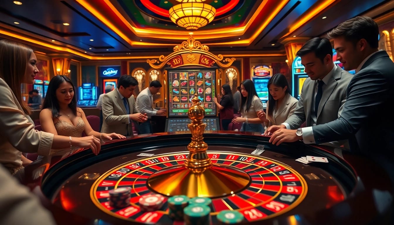 Experience the excitement of Helloo88 with players enjoying roulette and slot games.