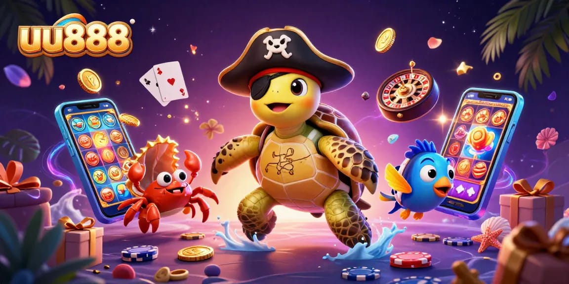 uu888 pirate turtle and friends celebrate slots with colorful games and treasures