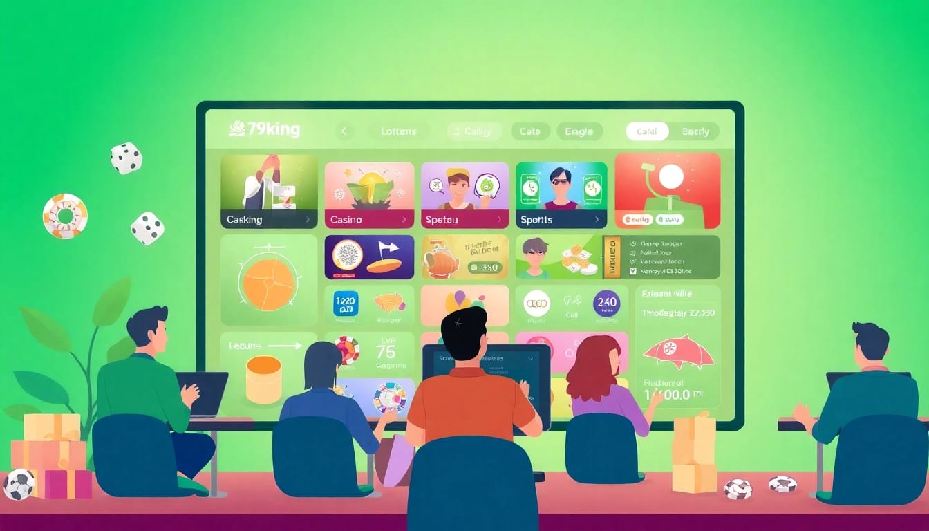 Interactive platform interface for 79king, displaying engaging game categories like sports betting and casino.