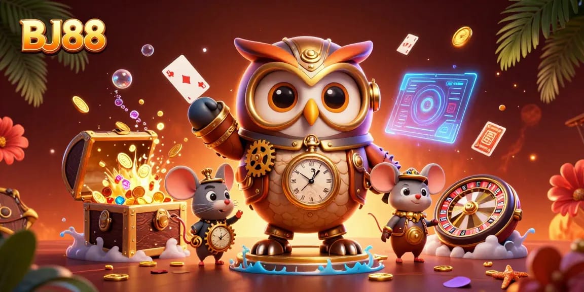 Experience thrilling games at BJ88 with vibrant casino elements and enchanting characters in 3D.