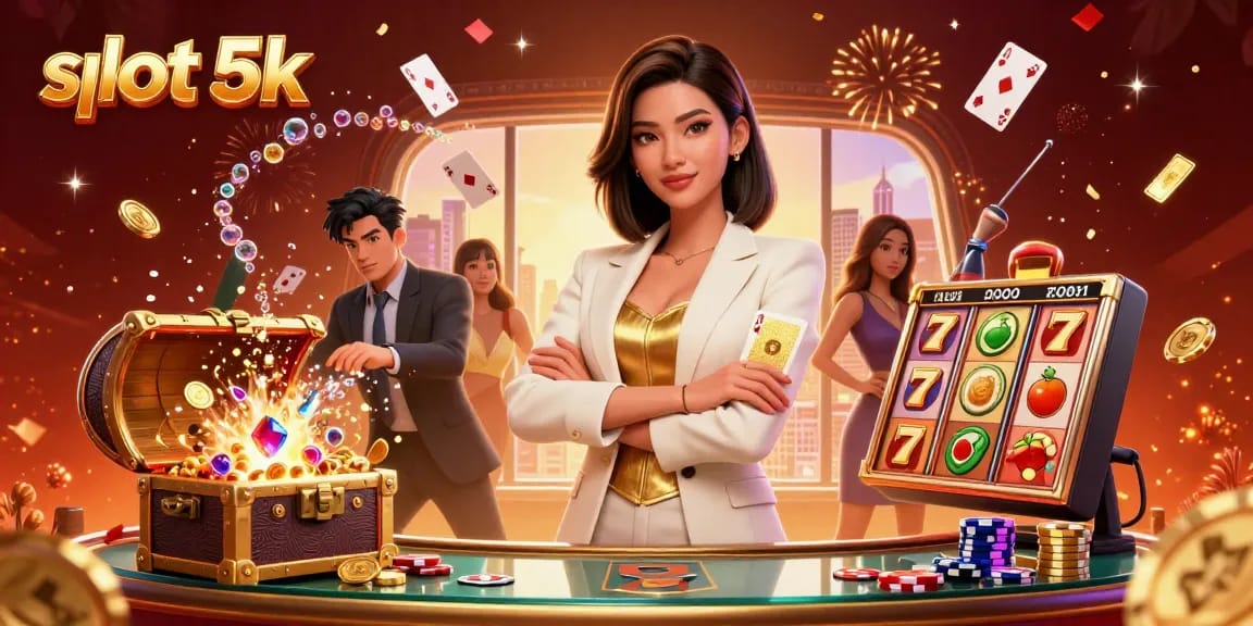 Experience slot 5k wins with a glamorous casino scene featuring rich details and vibrant visual elements.