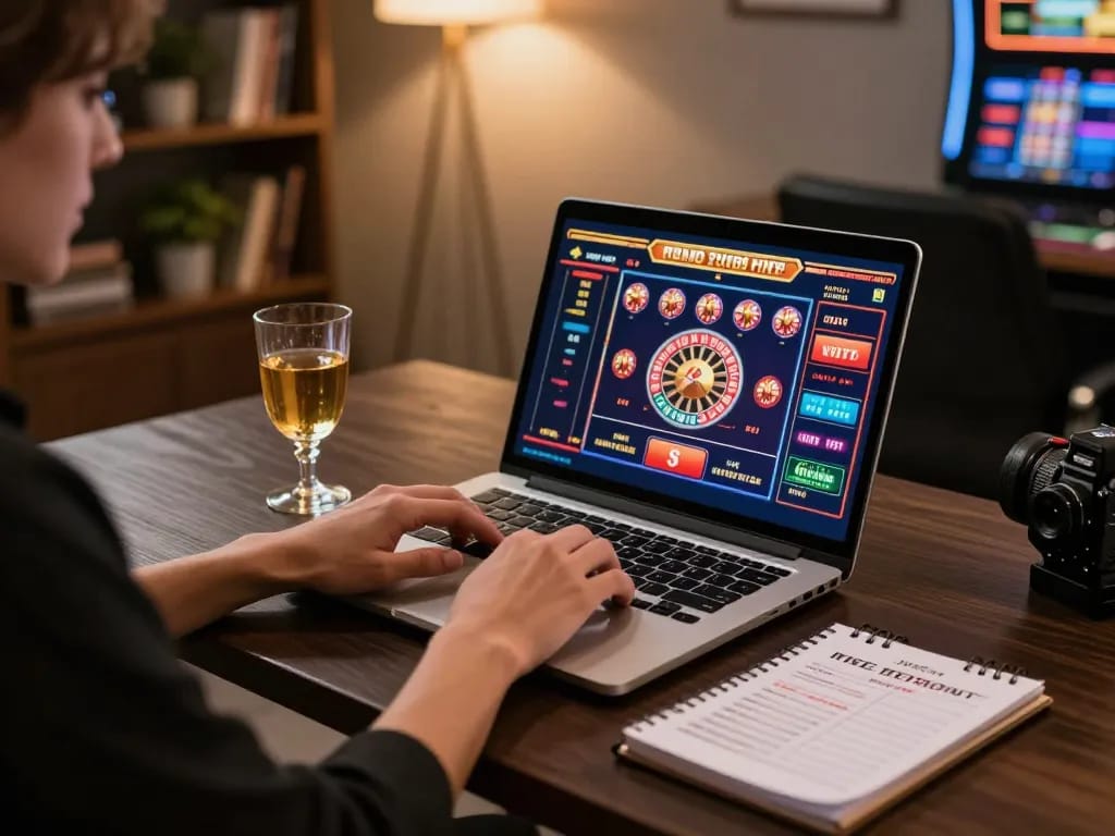 Engaging in interactive gameplay at Hello88 with vibrant graphics and strategic notes for responsible gambling.