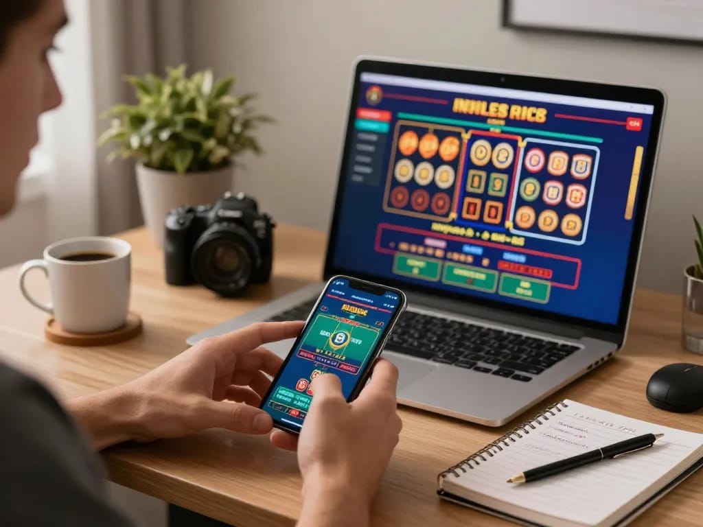 Person placing bets on 388bet app during an engaging online gambling session with live dealer games.