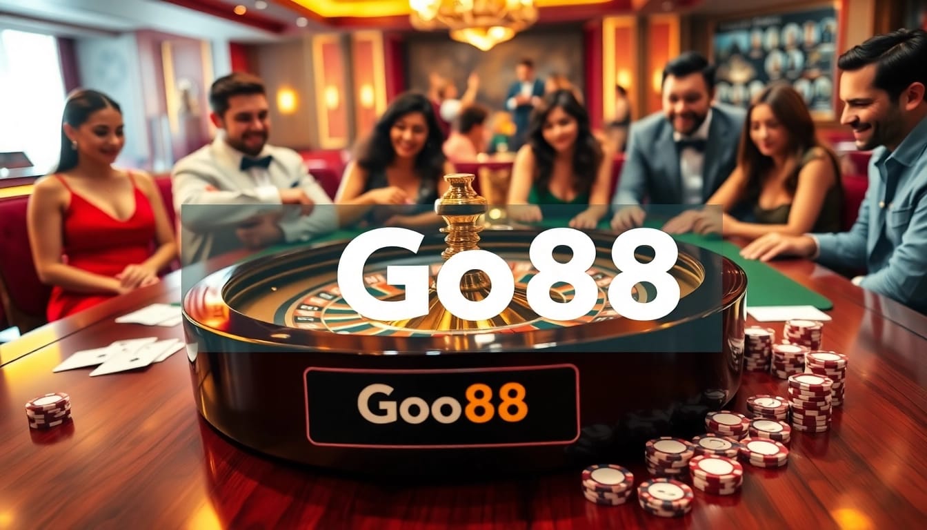 Experience the thrill of Link Go88 with gamblers engaging at a luxurious casino table.