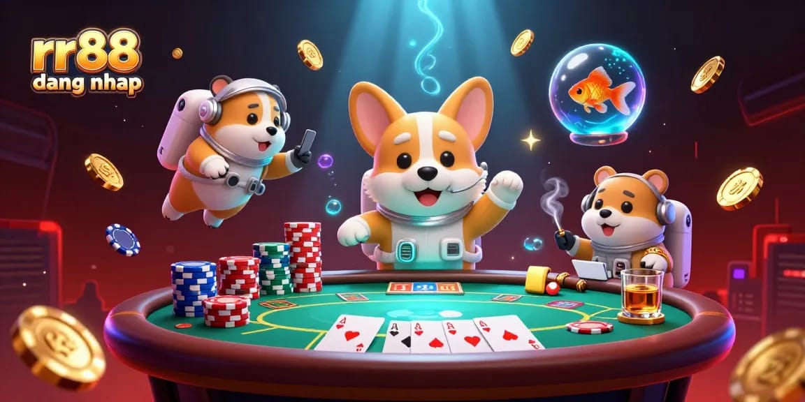 Engage in thrilling gameplay with rr88 dang nhap at the space casino, featuring vibrant poker elements.