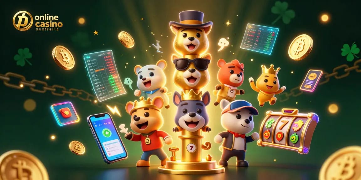 Engage in thrilling action at the online casino Australia with vibrant 3D illustrated characters and exciting elements.