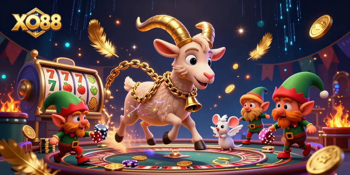 Experience thrilling gaming at XO88 with festive characters in a dynamic casino setting.
