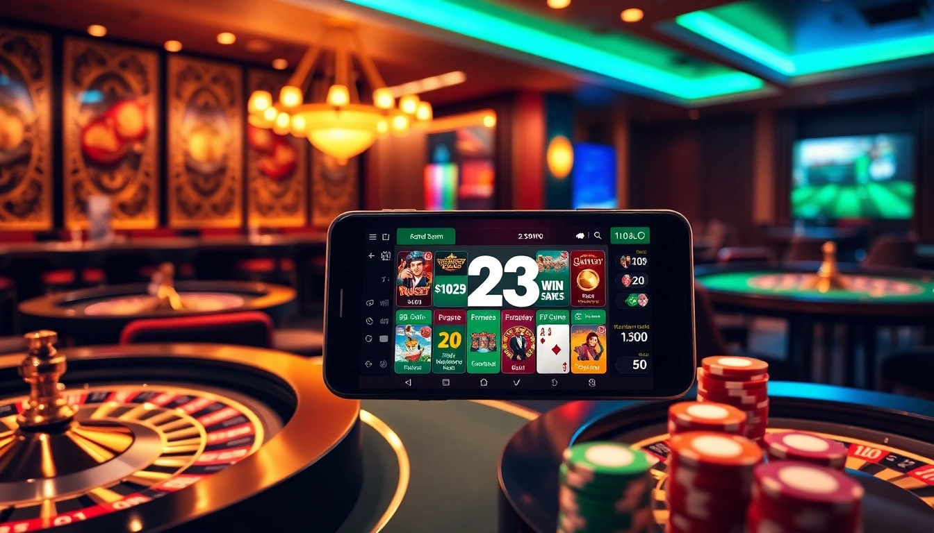 Experience the excitement of the 23win app in a luxurious online casino setting.