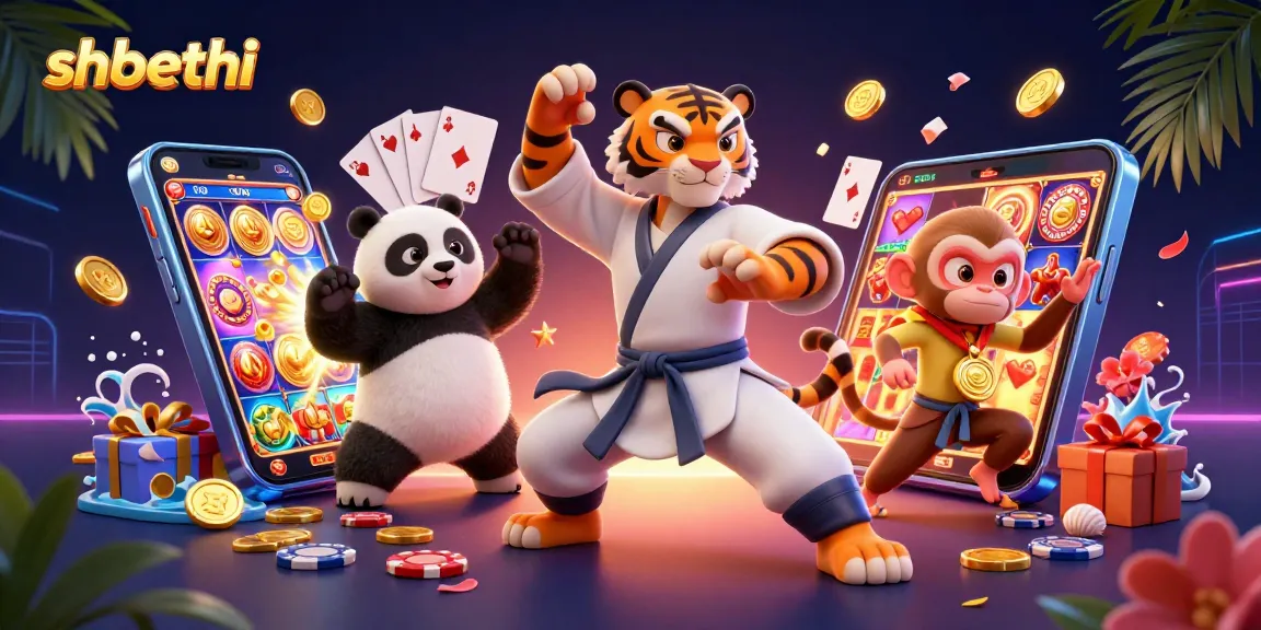 Experience thrilling gaming action with shbethi's vibrant 3D casino scene featuring unique characters.