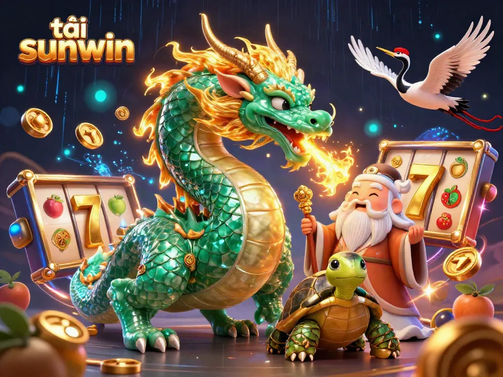 Experience excitement with the golden dragon breathing fire in tải sunwin slot game illustration