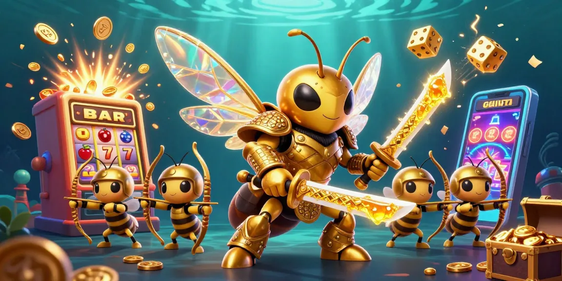 Engage with GMNC to explore vibrant casino gaming with a golden hornet character and dynamic elements.