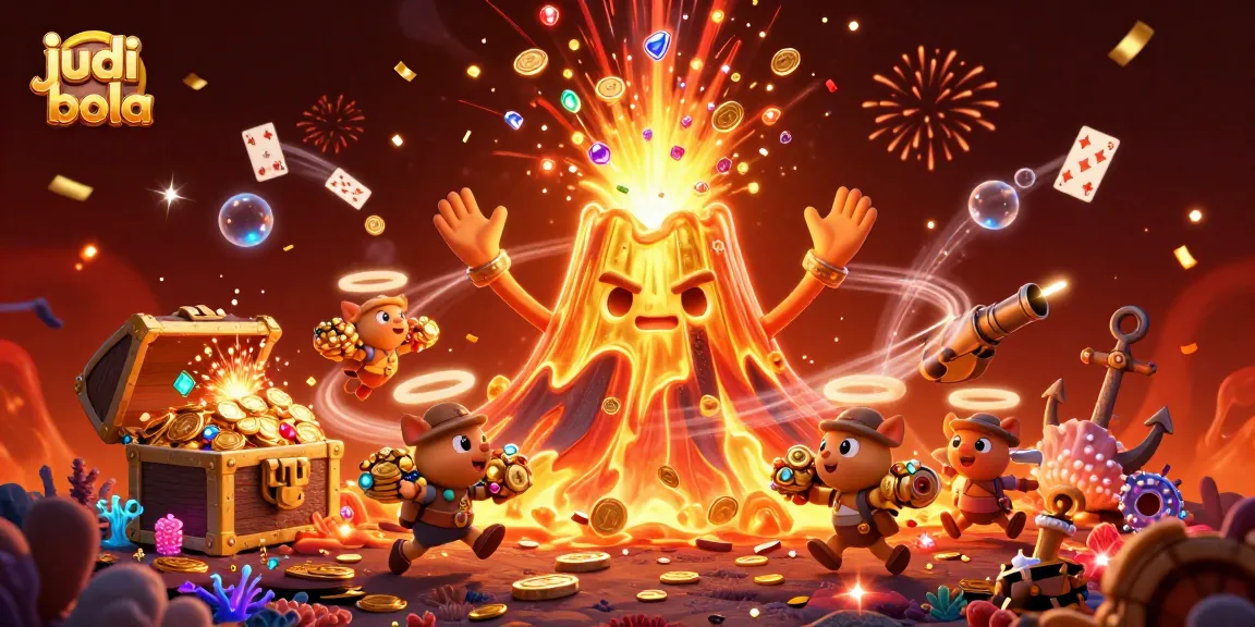 Experience judi bola action with an erupting volcano showering coins, gems, and treasures!