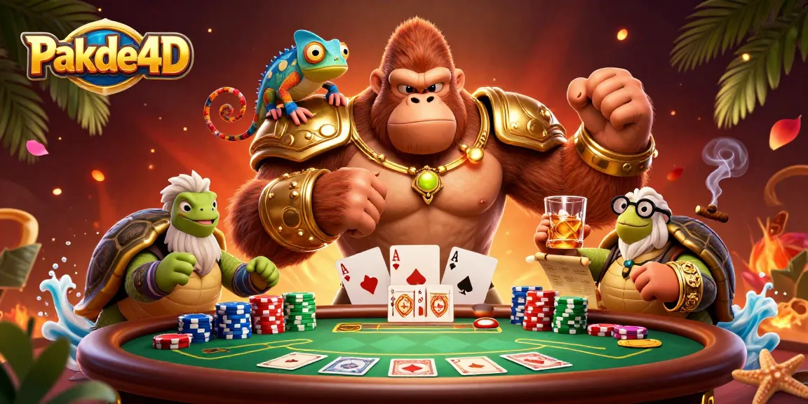 Pakde4D showcases an exciting 3D scene with a gorilla king and vibrant gaming elements.