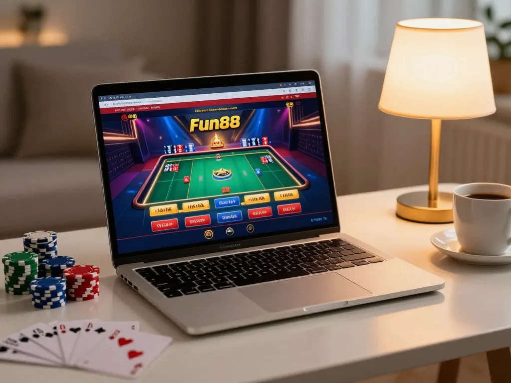 Join the thrilling Fun88 online casino experience with an engaging gaming setup.