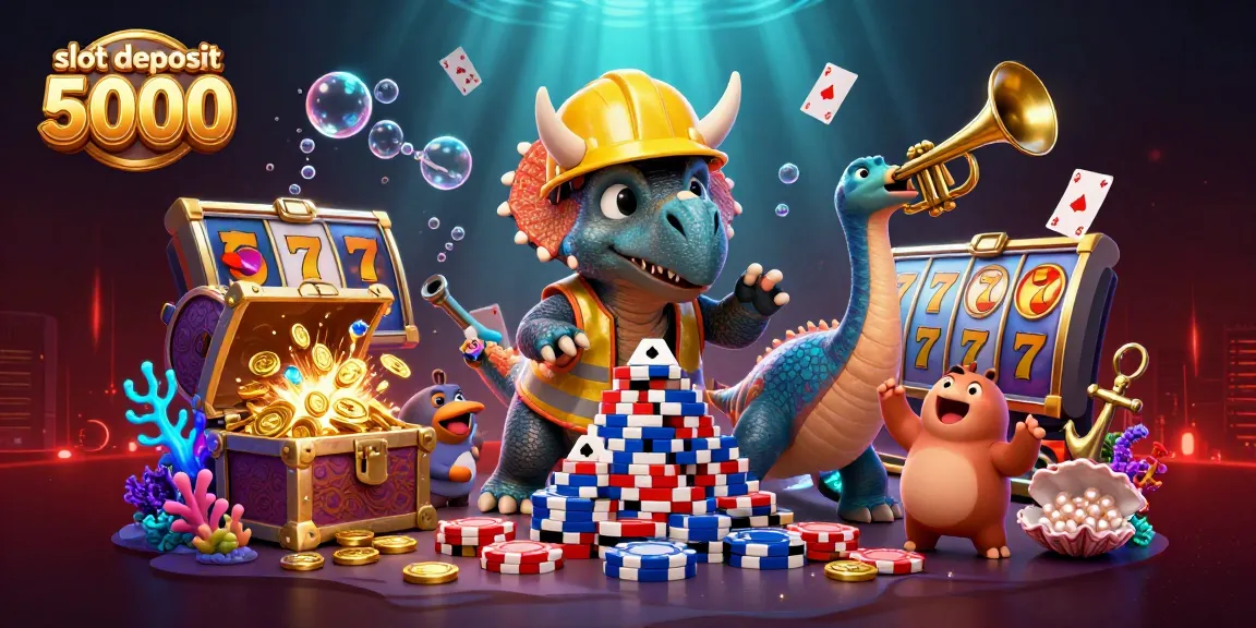 Engage in thrilling gameplay with slot deposit 5000 opportunities depicted in this vibrant underwater casino scene.