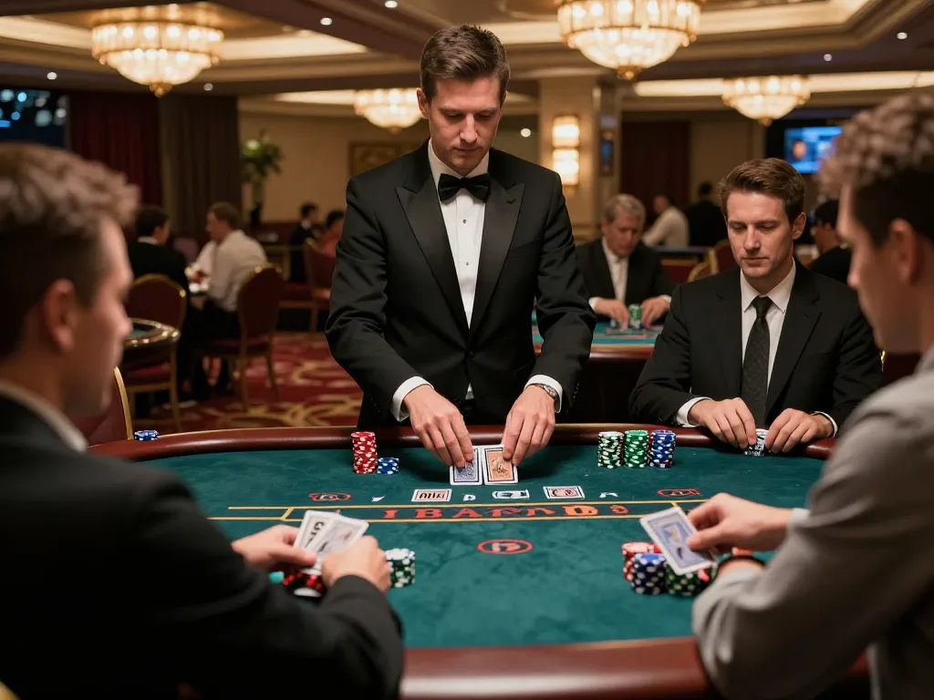 Alev Kumar players focusing on an intense blackjack game in a luxury casino setting.