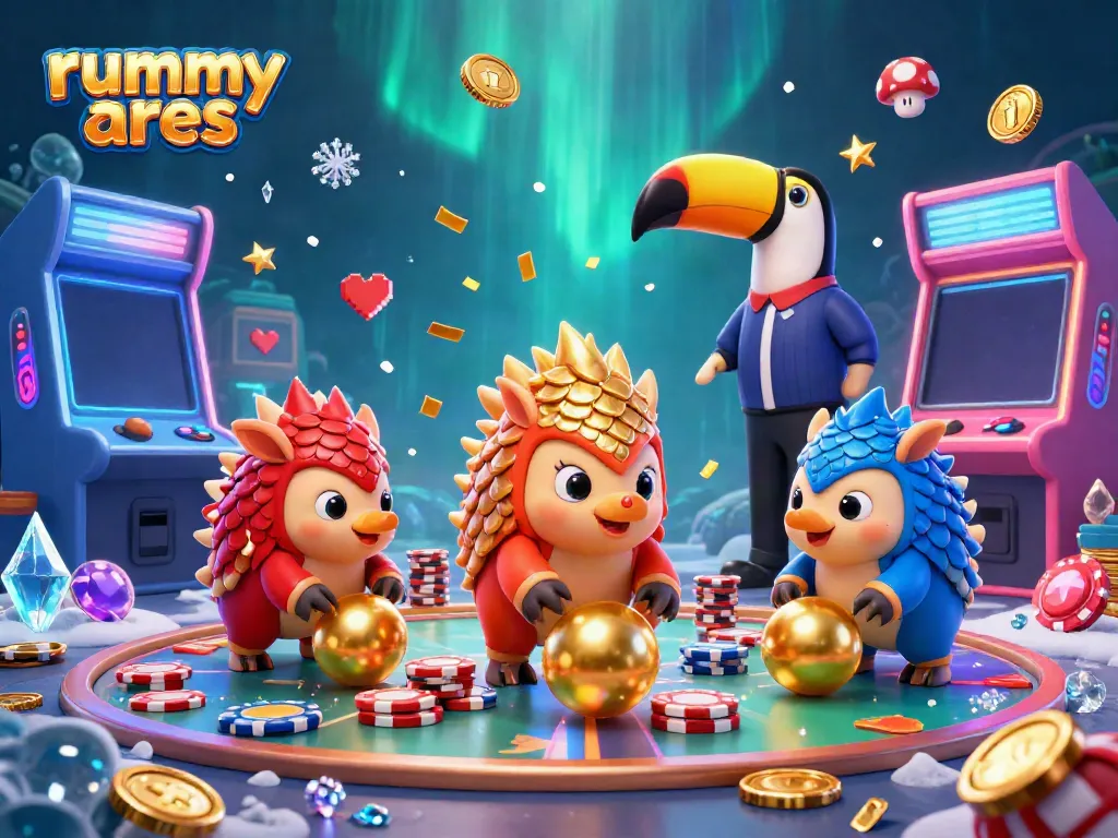 Experience thrilling gameplay at rummy ares with vibrant pangolin characters in an engaging casino scene.