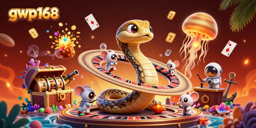 GWP168 mendapatkan kemenangan besar dengan slot online di ilustrasi kasino luar angkasa yang dinamis.