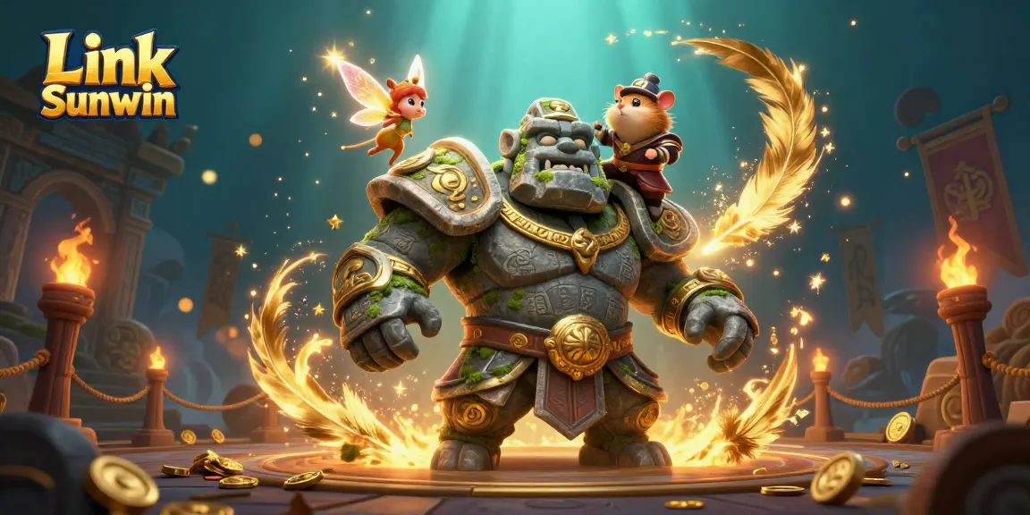 Engage with Link Sunwin's exciting gaming world, featuring thrilling characters in a lush casino setting.